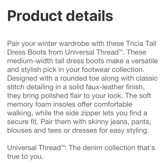 Universal Thread Shoes Nwt Womans Tricia Tall Dress Boots By